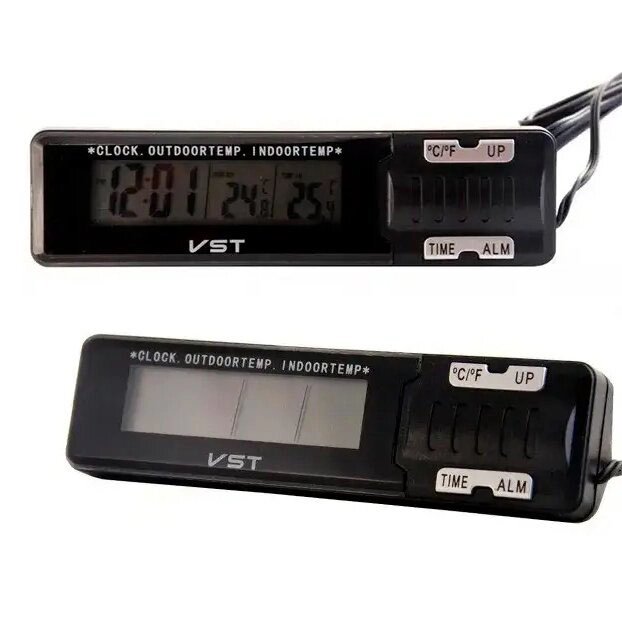 Годинник-термометр VST-7065 зовнішній та внутрішній датчик від компанії Магазин електрики промислових товарів та інструментів - фото 1
