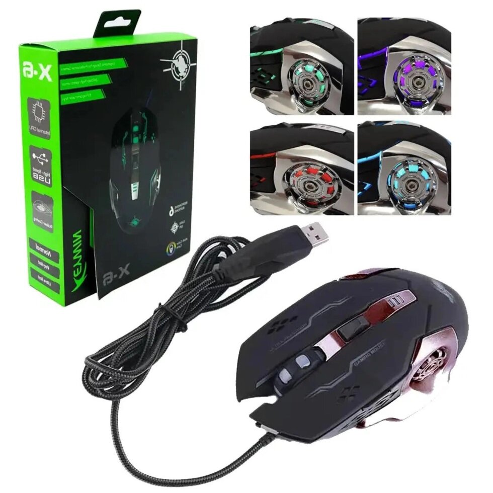 Ігрова мишка з підсвічуванням Gaming Mouse X6 / мишка для ноутбука / Дротова комп'ютерна миша від компанії Магазин електрики промислових товарів та інструментів - фото 1