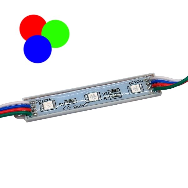 LED модуль BIOM SMD5050 0.72 Вт RGB 12В, IP65 без лінзи від компанії Магазин електрики промислових товарів та інструментів - фото 1