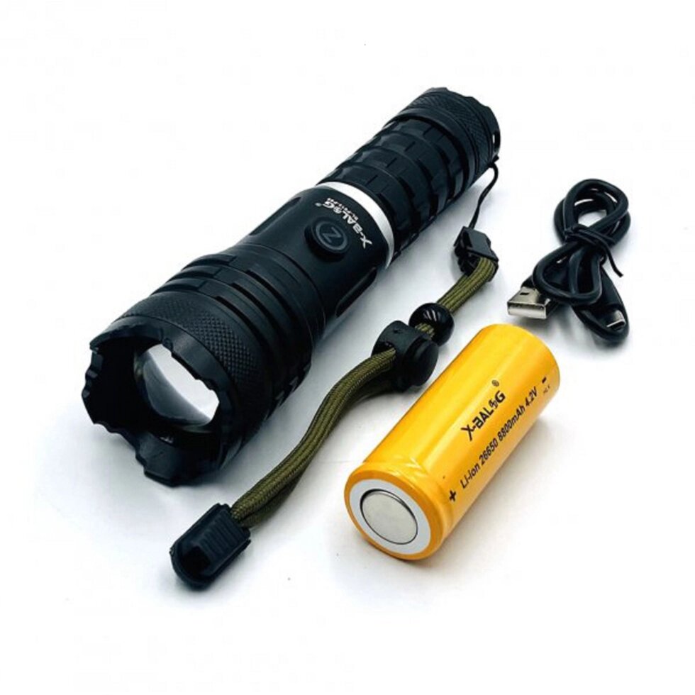 Ліхтарик тактичний акумуляторний ручний X-Balog BL-P913-P90 від компанії Магазин електрики промислових товарів та інструментів - фото 1