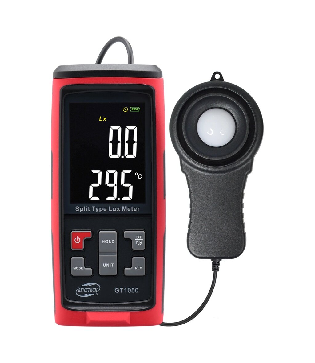 Люксметр + термометр (вимірювач рівня освітленості) Bluetooth BENETECH GT1050 від компанії Магазин електрики промислових товарів та інструментів - фото 1