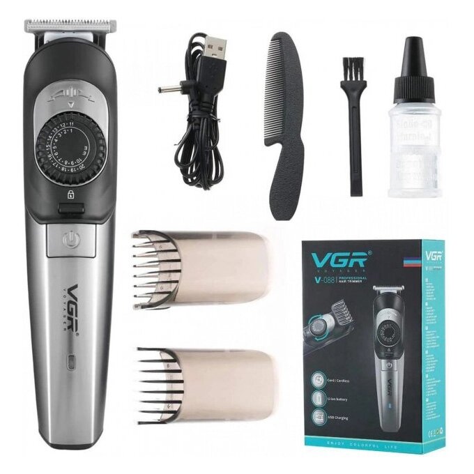 Машинка для стрижки, триммер для бороди VGR V-088 бездротова з насадками, електромашинка для волосся від компанії Магазин електрики промислових товарів та інструментів - фото 1