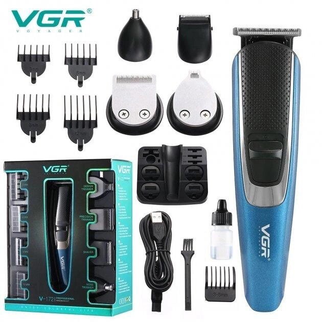 Машинка триммер 4в1 VGR V-172 для стрижки волосся на акумуляторі зарядка USB, електробритва для голови від компанії Магазин електрики промислових товарів та інструментів - фото 1