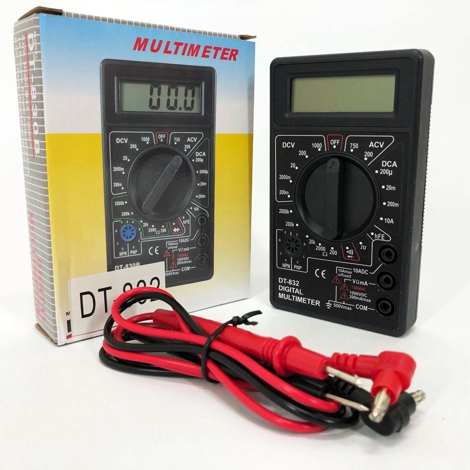 Мультиметр цифровий тестер Digital DT-832 зі звуковим дзвінком, тестер напруги цифровий від компанії Магазин електрики промислових товарів та інструментів - фото 1