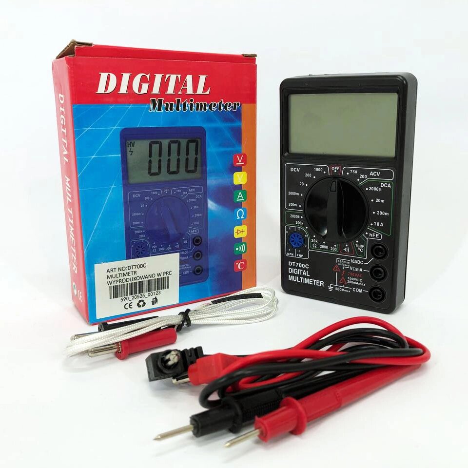 Мультиметр тестер цифровий DT 700C зі звуком та термометром, мультиметр для автомобіля, для дому від компанії Магазин електрики промислових товарів та інструментів - фото 1