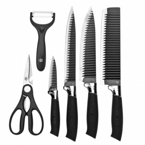 Набір кухонних ножів із сталі 6 предметів Genuine King-B0011 від компанії Магазин електрики промислових товарів та інструментів - фото 1