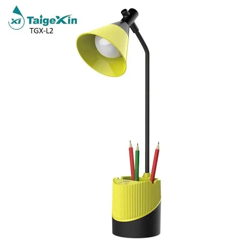 Настільна лампа на акумуляторі Taigexin TGX-L2, Нічник, Комірка для ручок. Колір: жовтий від компанії Магазин електрики промислових товарів та інструментів - фото 1