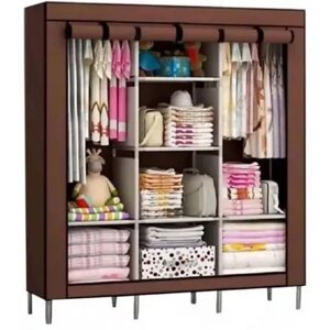 Шафа тканинна 3 секції складана з каркасом STORAGE WARDROBE 175 х 130 х 45 см