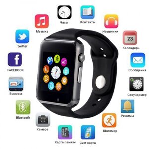 Смарт-годинник Smart Watch A1 розумний електронний зі слотом під sim-карту + карту пам'яті micro-sd. Колір: чорний