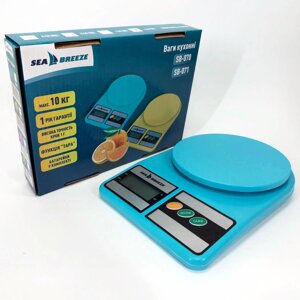 Ваги кухонні SeaBreeze SB-070, Електричні кухонні ваги, Точні кухонні ваги. Колір: блакитний