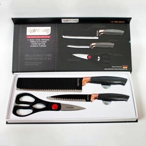 Набір кухонний ножів Rainberg RB-8803 3 в 1 з нержавіючої сталі з керамічним покриттям