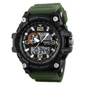 Годинник наручний чоловічий SKMEI 1283AG ARMY GREEN, армійський годинник протиударний. Колір: зелений