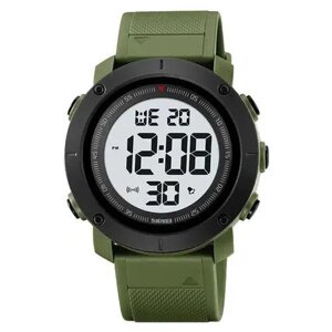 Годинник наручний чоловічий SKMEI 2122AGWT ARMY GREEN-WHITE, армійський годинник протиударний. Колір: зелений