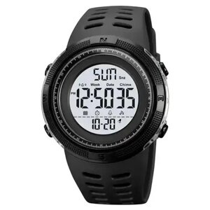 Годинник наручний чоловічий SKMEI 2070BKWT BLACK-WHITE, водостійкий тактичний годинник. Колір: чорний