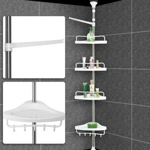 Кутова полиця у ванну Multi Corner Shelf AD 9866 з металу та пластику 2.6 метра, 4 полиці, регульована
