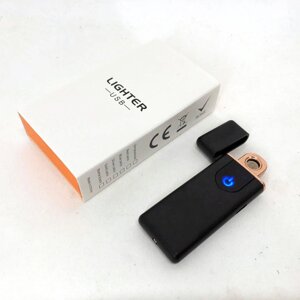 Електрозапальничка USB ZGP ABS, сенсорна електрична запальничка спіральна. Колір чорний