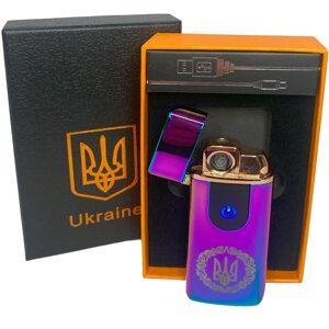 Електрична та газова запальничка Україна із USB-зарядкою HL-435. Колір: хамелеон