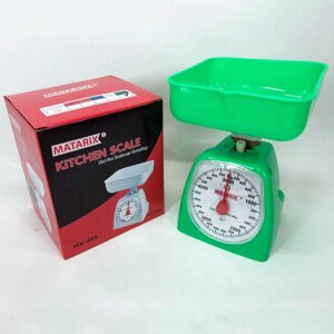 Ваги кухонні механічні MATARIX MX-405 5 кг, ваги для зважування продуктів. Колір: зелений