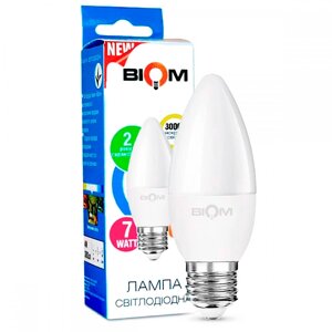 Світлодіодна лампа BIOM BT-567 C37 7W E27 3000K (Свічка) в Полтавській області от компании Магазин электрики промышленных товаров и инструментов