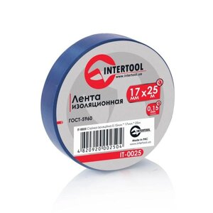 Стрічка ізоляційна 0.15ммx17ммx25м синя INTERTOOL IT-0025 в Полтавській області от компании Магазин электрики промышленных товаров и инструментов