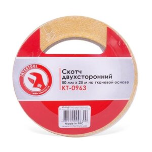 Скотч двосторонній 50мм * 25м на тканинній основі INTERTOOL KT-0963