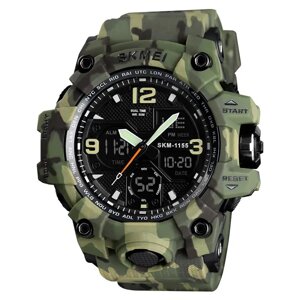 Годинник наручний чоловічий SKMEI 1155BCMGN GREEN CAMO, брендовий чоловічий годинник. Колір: зелений камуфляж