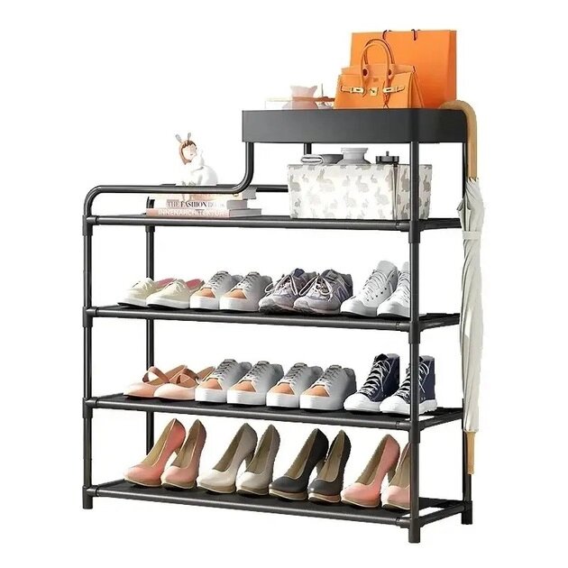 Полиця для взуття стелаж Shoe RACK 5 ярусів металева. Колір: чорний від компанії Магазин електрики промислових товарів та інструментів - фото 1