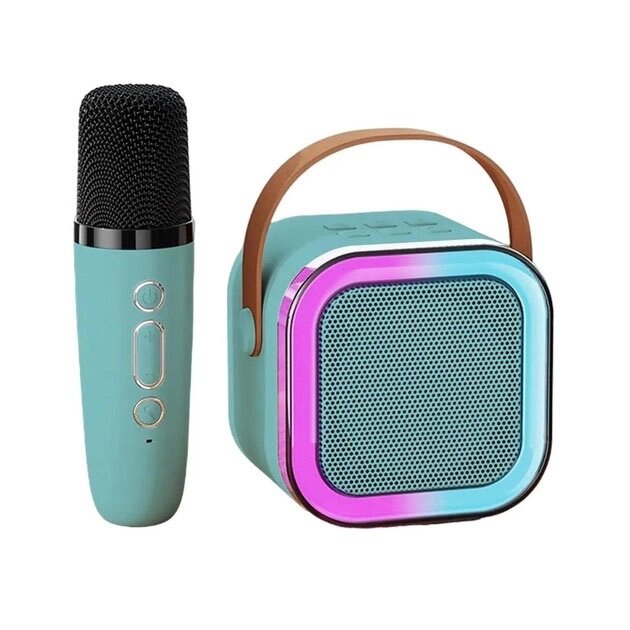 Портативна колонка з караоке мікрофоном та RGB підсвічуванням K12 10W Bluetooth. Колір: блакитний від компанії Магазин електрики промислових товарів та інструментів - фото 1