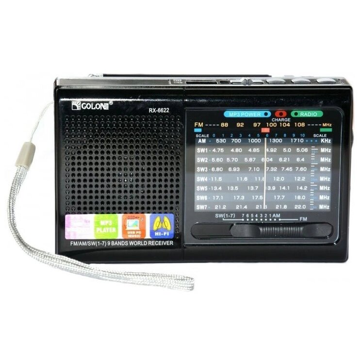 Портативна стовпчик радіо MP3 USB Golon RX-6622. Колір: чорний від компанії Магазин електрики промислових товарів та інструментів - фото 1