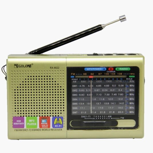 Портативна стовпчик радіо MP3 USB Golon RX-6622. Колір: золотий від компанії Магазин електрики промислових товарів та інструментів - фото 1