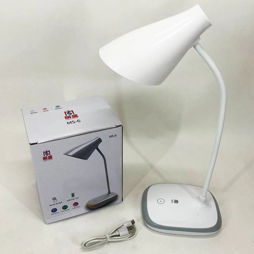 Світлодіодна акумуляторна лампа TaigeXin LED MS-6 настільна лампа з акумулятором. Колір: білий від компанії Магазин електрики промислових товарів та інструментів - фото 1