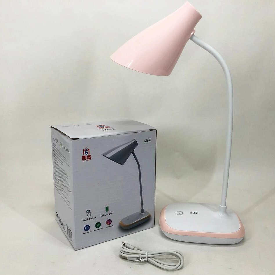 Світлодіодна акумуляторна лампа TaigeXin LED MS-6 настільна лампа з акумулятором. Колір: рожевий від компанії Магазин електрики промислових товарів та інструментів - фото 1