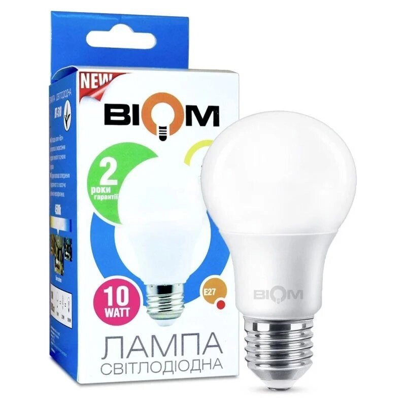 Світлодіодна лампа BIOM BT-610 A60 10W E27 6400К матова (100) від компанії Магазин електрики промислових товарів та інструментів - фото 1