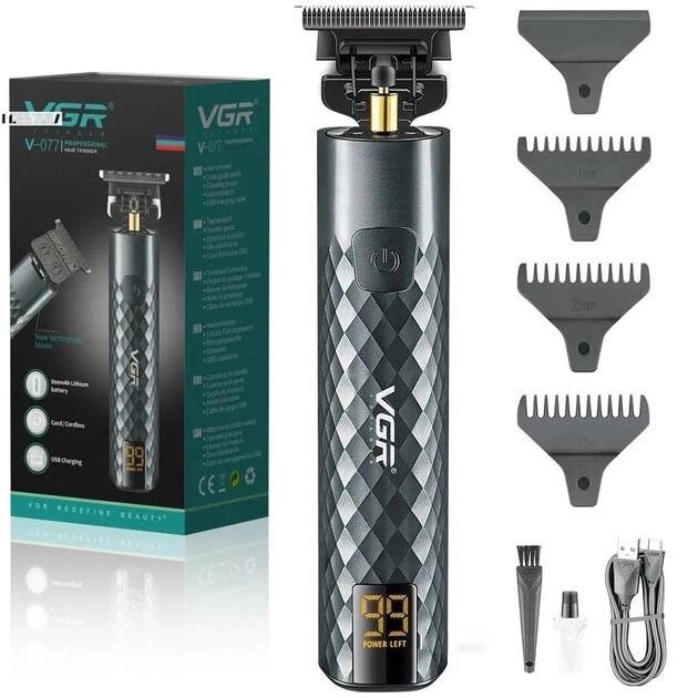 Тример для стрижки волосся, вусів, бороди VGR V-077 з USB зарядкою, металевий корпус від компанії Магазин електрики промислових товарів та інструментів - фото 1