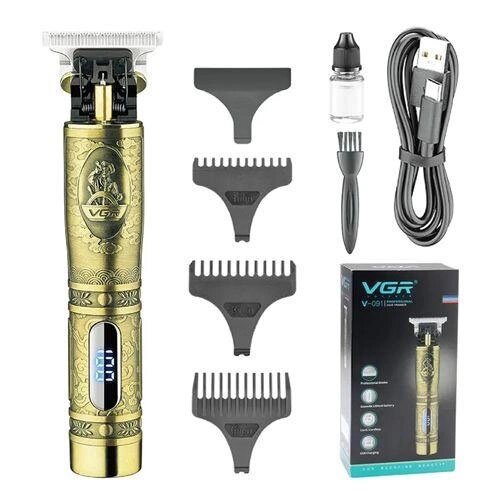 Тример для волосся і бороди VGR V-091 LED 3 насадки, Підстригальна машинка, Машинка окантувальна від компанії Магазин електрики промислових товарів та інструментів - фото 1