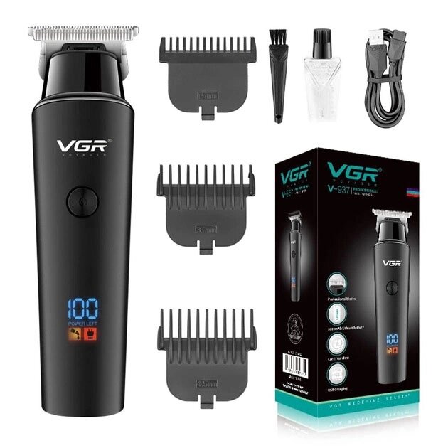 Тример для волосся VGR V-937, з USB-кабелем для зарядки, світлодіодним дисплеєм, 3 насадками від компанії Магазин електрики промислових товарів та інструментів - фото 1