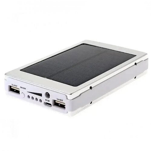 УМБ Power Bank Solar 50000 mAh мобільне зарядне із сонячною панеллю та лампою. Колір білий від компанії Магазин електрики промислових товарів та інструментів - фото 1