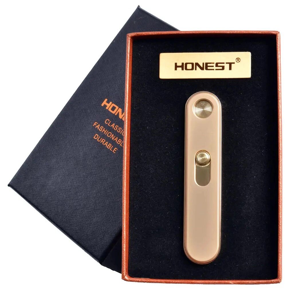USB запальничка в подарунковій упаковці "Honest" 4825. Колір: золотий від компанії Магазин електрики промислових товарів та інструментів - фото 1