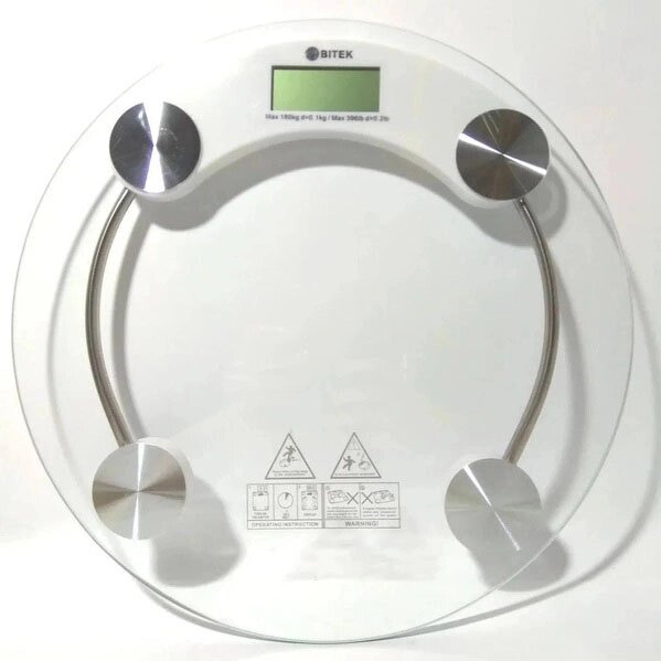 Ваги електронні підлогові ВІТЕК BT-1603A скляні портативні прозорі круглі цифрові ваги для дому від компанії Магазин електрики промислових товарів та інструментів - фото 1