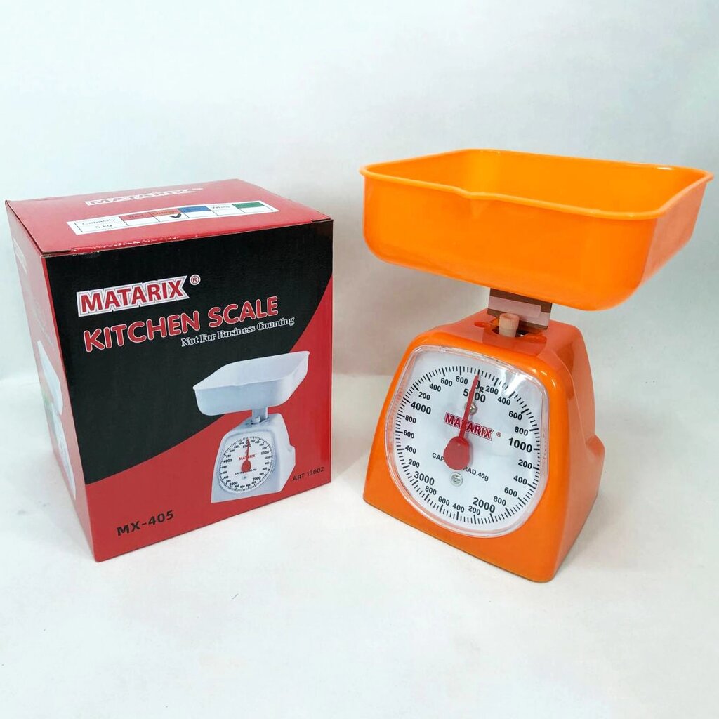 Ваги кухонні механічні MATARIX MX-405 5 кг. Колір: помаранчевий від компанії Магазин електрики промислових товарів та інструментів - фото 1