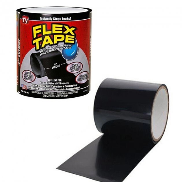 Водонепроникна ізоляційна надміцна скотч-стрічка Flex Tape 10 см від компанії Магазин електрики промислових товарів та інструментів - фото 1
