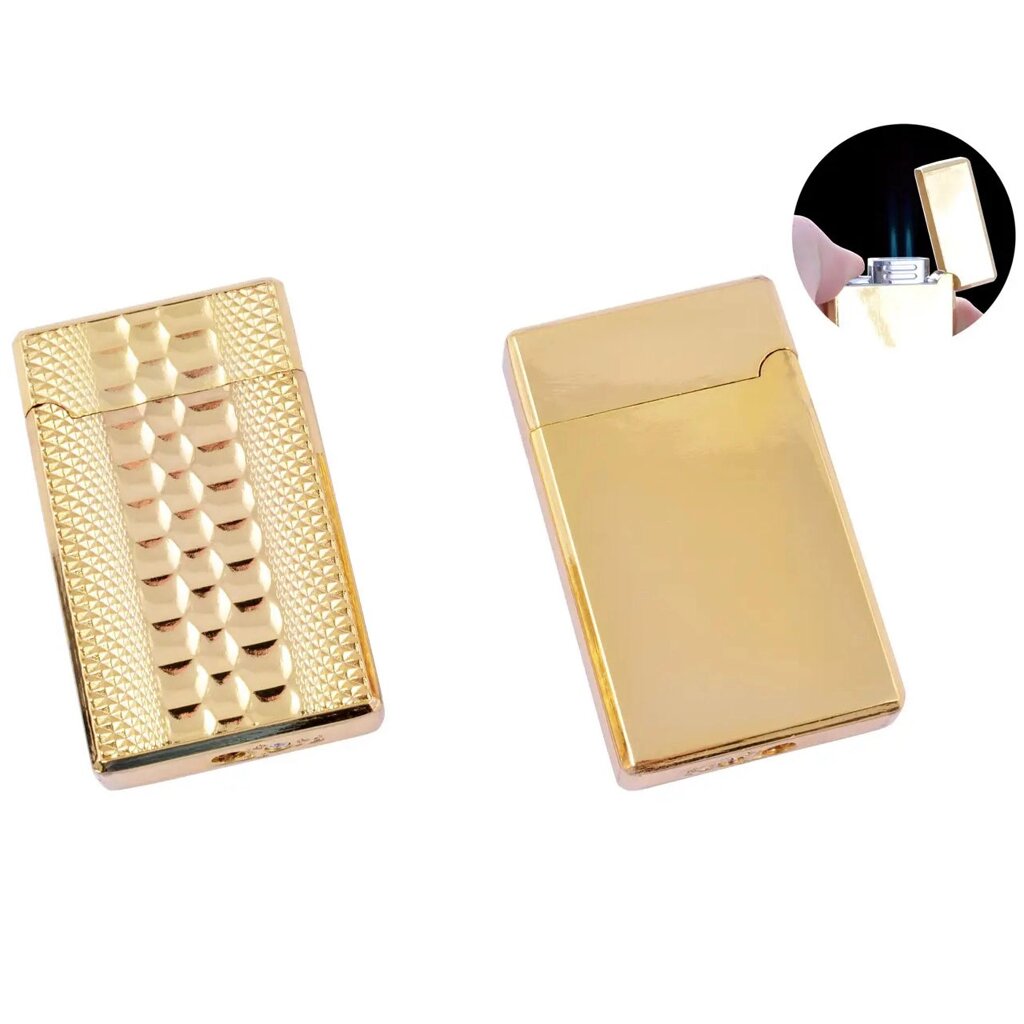 Запальничка кишенькова із золотою текстурою 32895 від компанії Магазин електрики промислових товарів та інструментів - фото 1