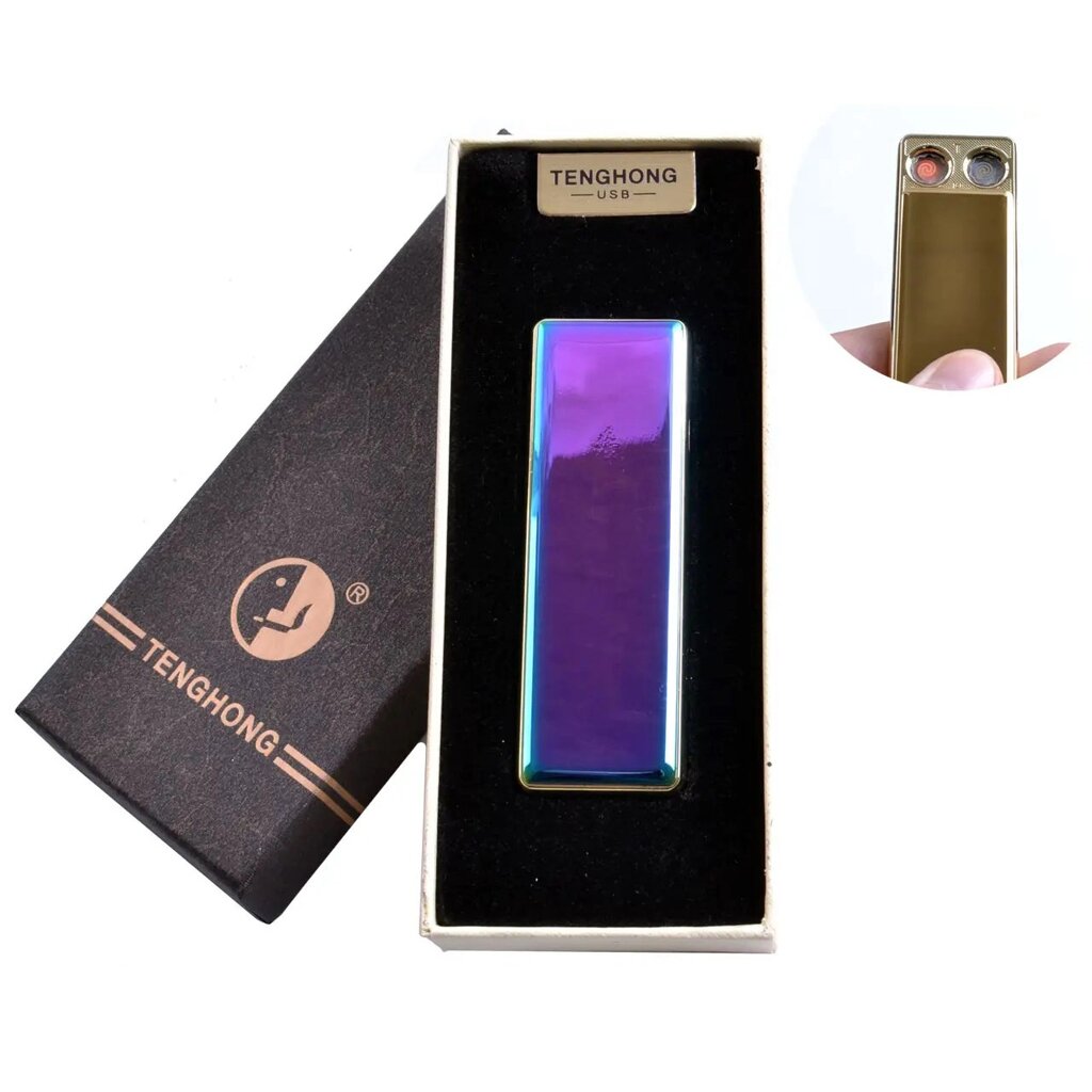 Запальничка USB в подарунковій упаковці з двома спіралями розжарювання. Колір: фіолетовий від компанії Магазин електрики промислових товарів та інструментів - фото 1