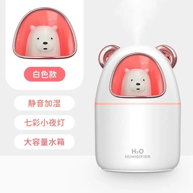 Зволожувач повітря Bear Humidifier H2O USB ведмежа на 300мл. Колір: білий від компанії Магазин електрики промислових товарів та інструментів - фото 1