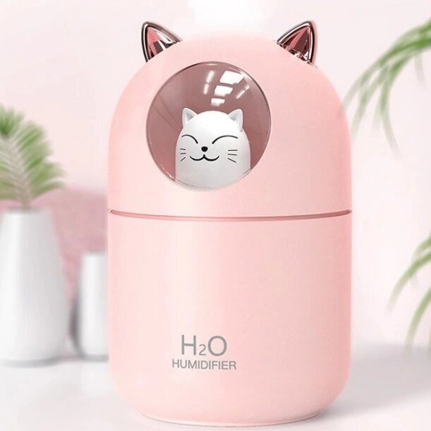 Зволожувач повітря Humidifier H2O Cat USB із котиком на 300мл. Колір: рожевий від компанії Магазин електрики промислових товарів та інструментів - фото 1