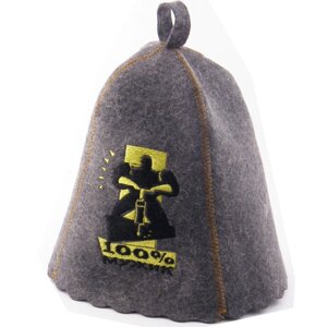 Банна шапка Luxyart "100% мужик", натуральний войлок, сірий повсть (LA-214)