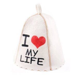 Банна шапка Luxyart "I love my life", натуральний войлок, білий (LA-211)