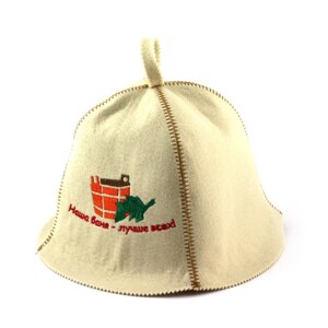 Банна шапка Luxyart "Наша лазня краще всіх", штучне хутро, білий (LA-364)