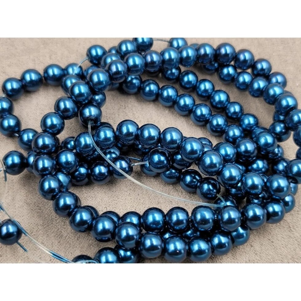 Beads Pearl Glass 6 мм, упаковка 140-145 pcs, колір - синій від компанії Tolanis - фото 1