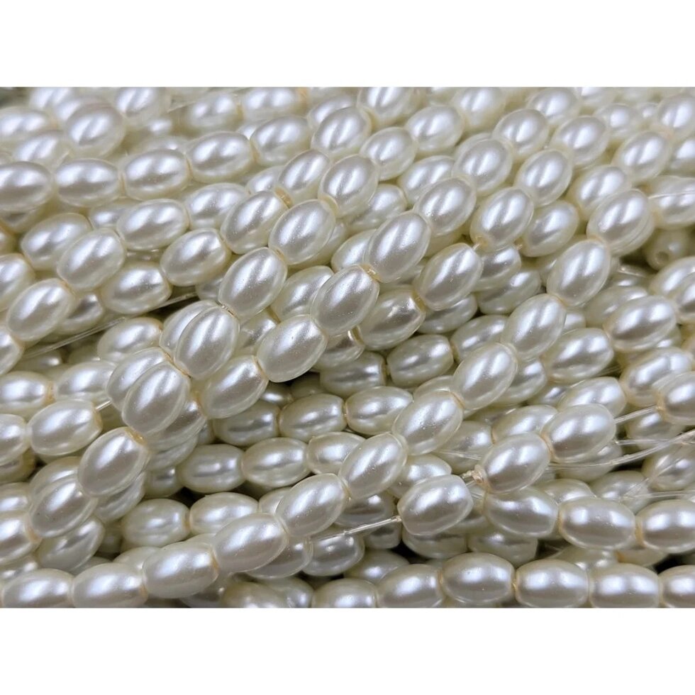 Beads Pearl Rice (скло), 5*7,5 мм пакет 100-110 pc, колір - молоко від компанії Tolanis - фото 1